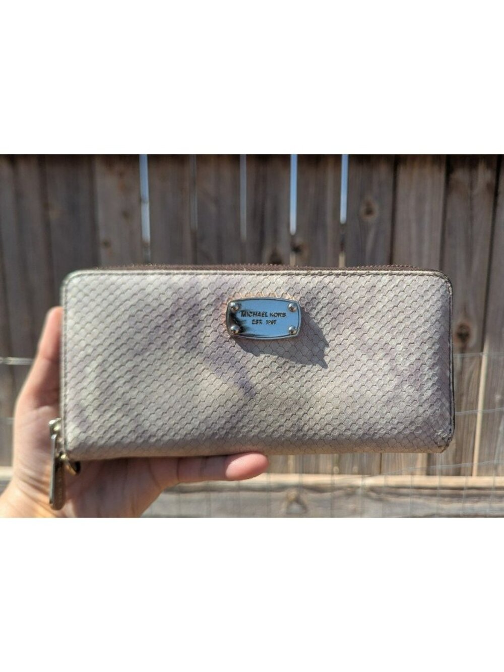 Michael Kors Snakeskin Embossed Leather Zip Around Large Wallet 35S6GITZ3E